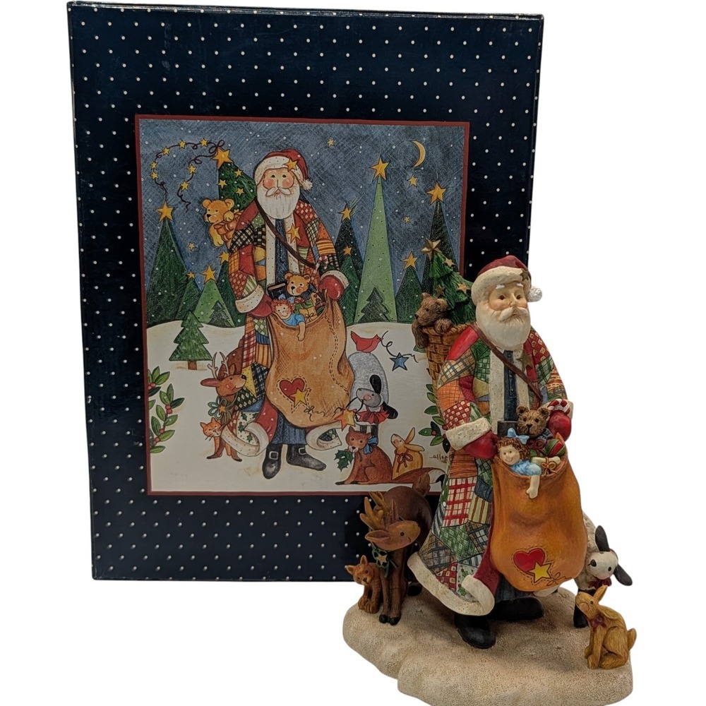 Lang and Wise Figurine Santas Generosity Patchwork‎ Coat Box 1999 Ellen Stouffer